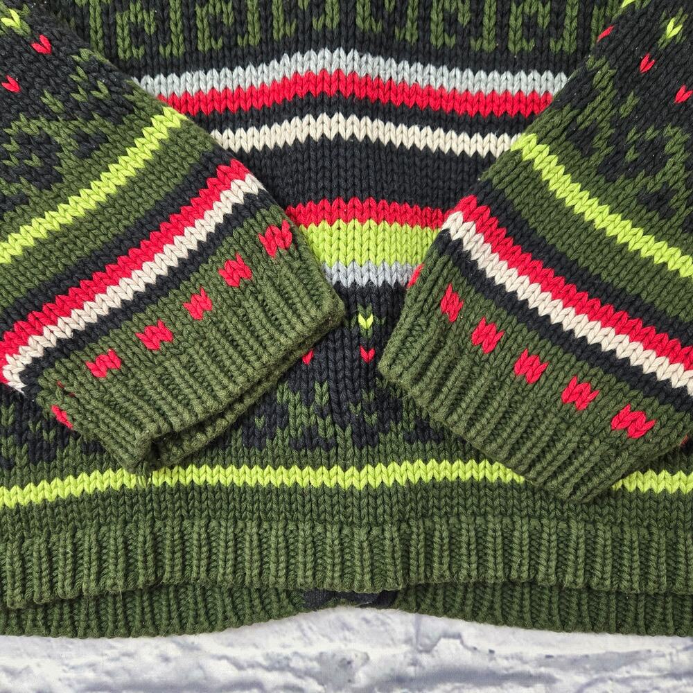 Field Gear Olive Green Multicolor Fair Isle Button Front Cardigan size Medium - Picture 10 of 13